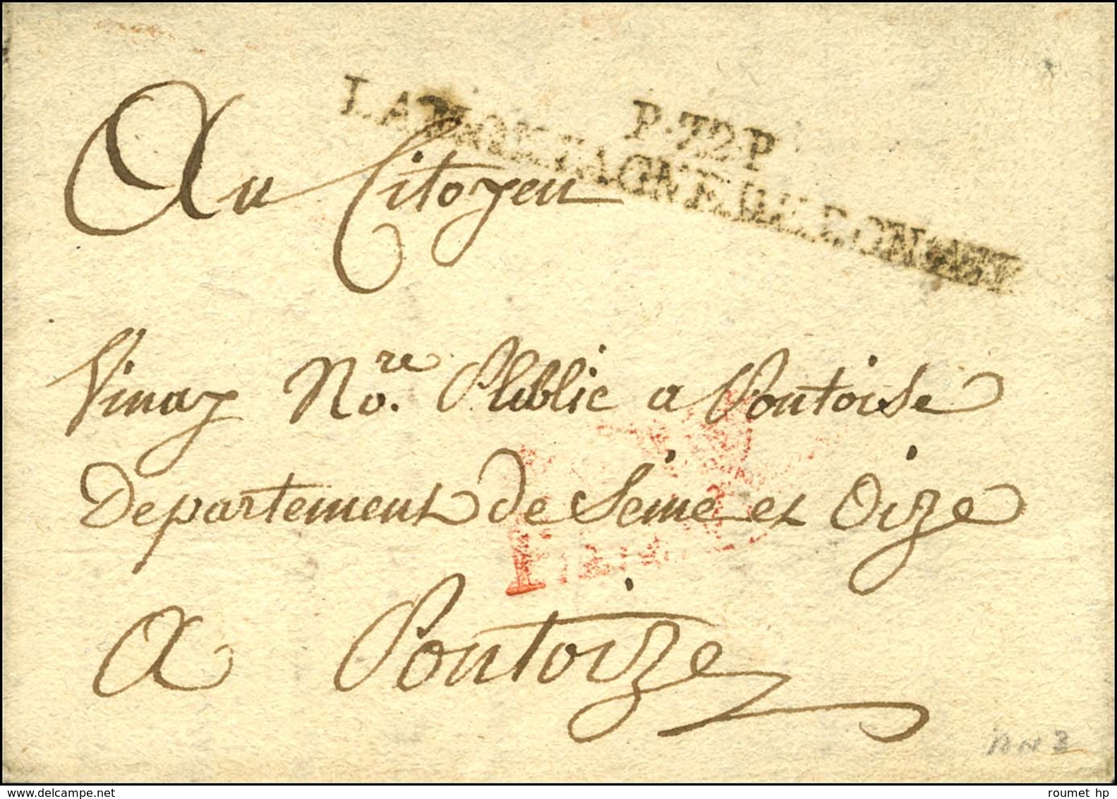 P. 72. P. / LA MONTAGNE DU BON AIR (NR De St Germain En Laye) Sur Lettre Avec Texte Daté An 3. - TB. - R. - 1701-1800: Precursors XVIII