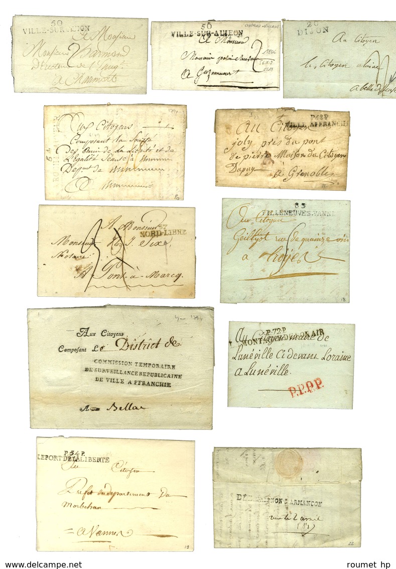 Lot De 11 Marques Postales De Noms Révolutionnaires (7 PD, 3 PP Et 1 DEB). Forte Cote. - TB. - 1701-1800: Precursors XVIII