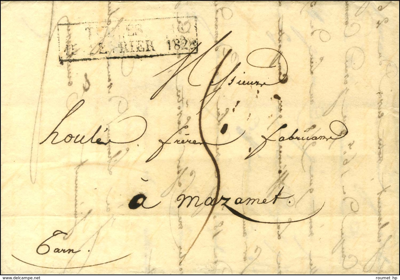 Cachet D'essai Encadré De Février 28 : TULLES 18 / 15 FEVRIER 1828. - TB. - RRR. - Other & Unclassified