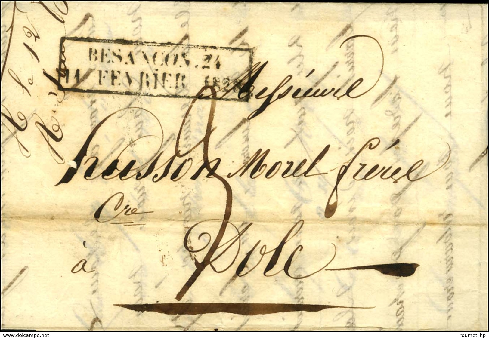 Cachet D'essai Encadré De Février 28 : BESANCON. 24 / 11 FEVRIER 1828. - TB / SUP. - R. - Other & Unclassified