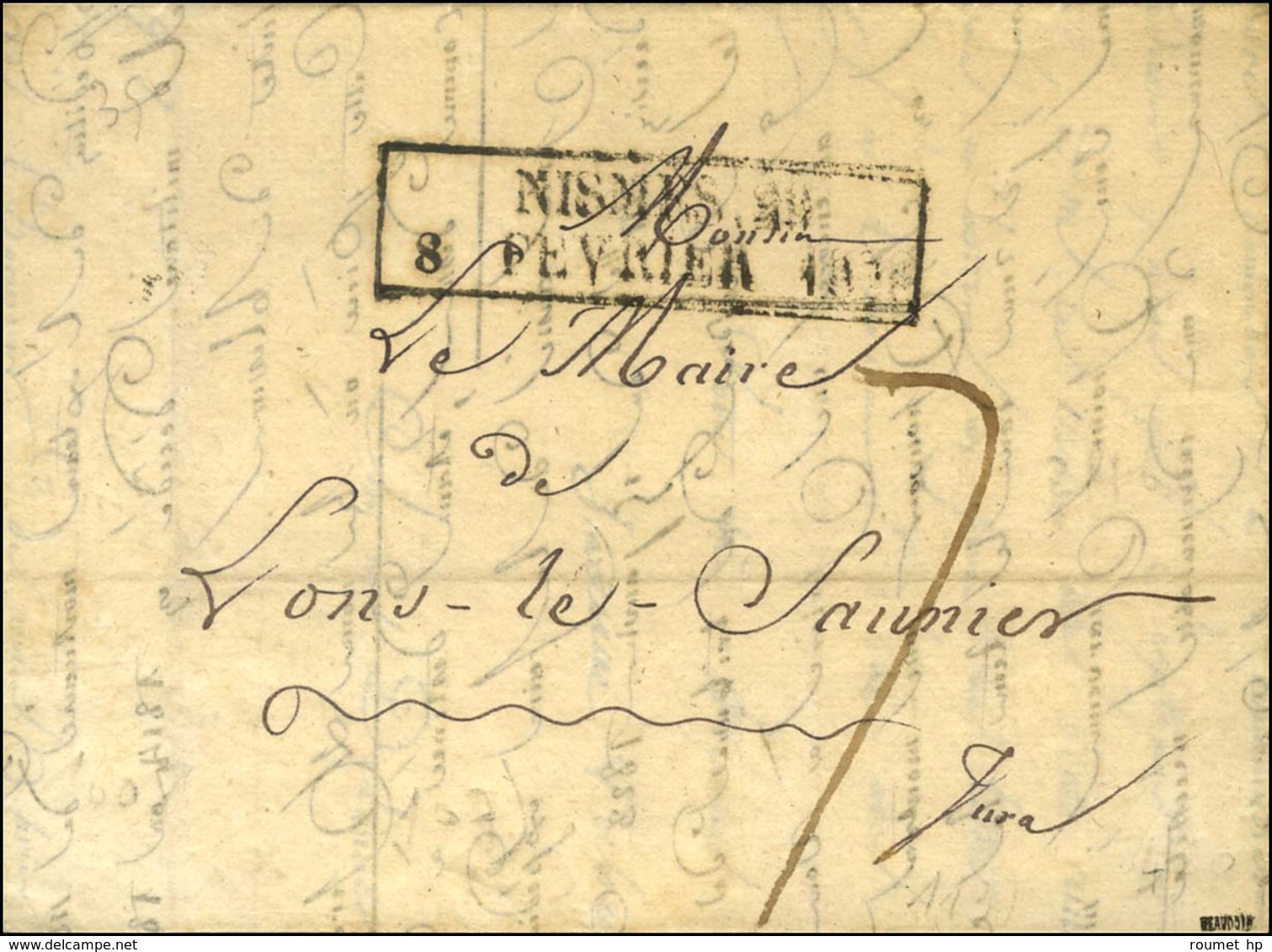 Cachet D'essai Encadré De Février 28 : NIMES 29 / 8 FEVRIER 1828. - TB / SUP. - R. - Other & Unclassified