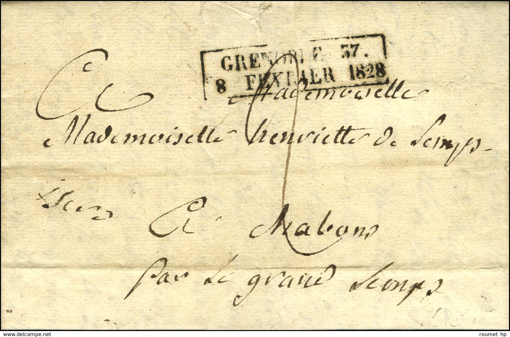 Cachet D'essai Encadré De Février 28 : GRENOBLE 37 / 8 FEVRIER 1828. - SUP. - R. - Other & Unclassified