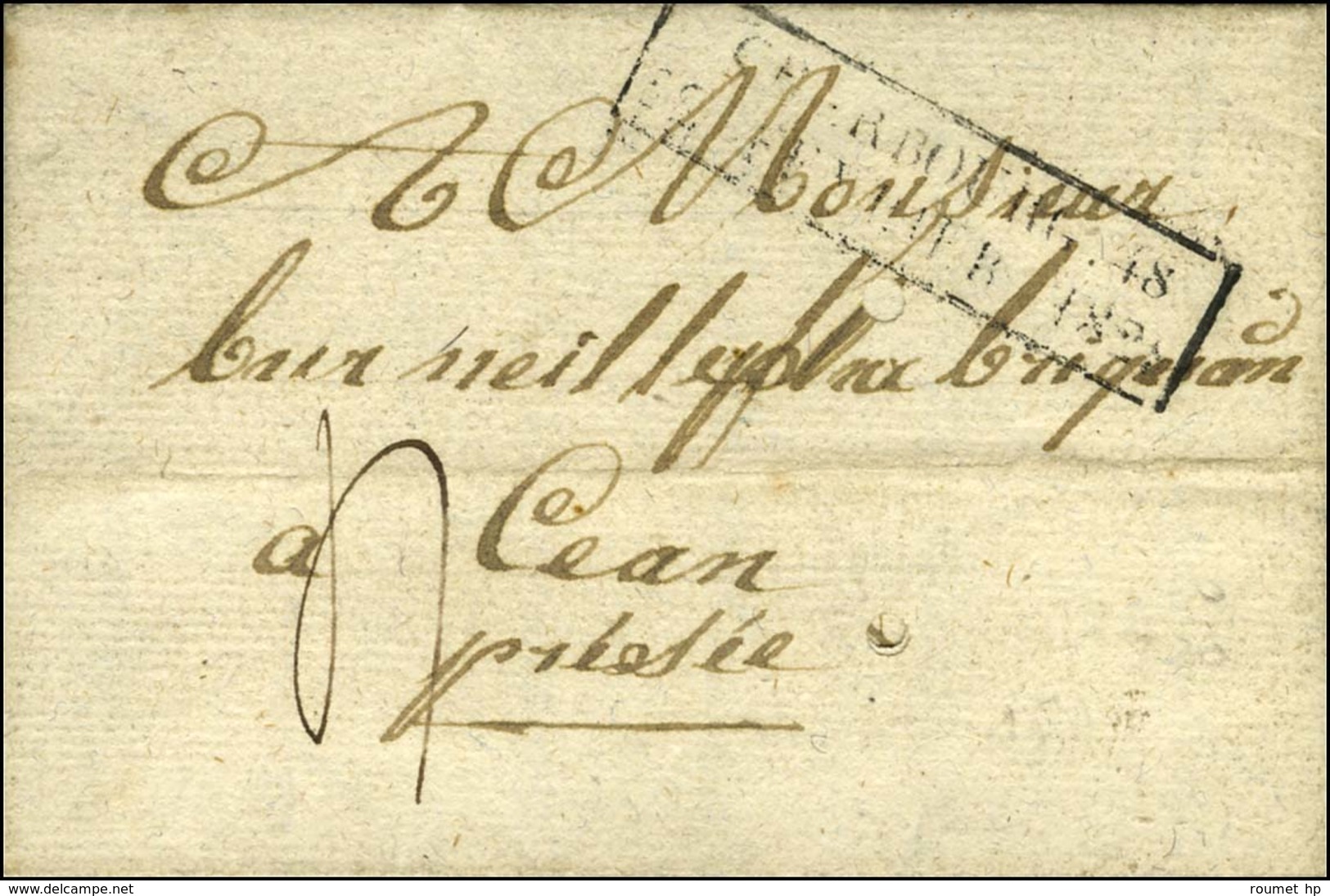 Cachet D'essai Encadré De Février 28 : CHERBOURG 48 / 22 FEVRIER 1828. - B / TB. - R. - Other & Unclassified