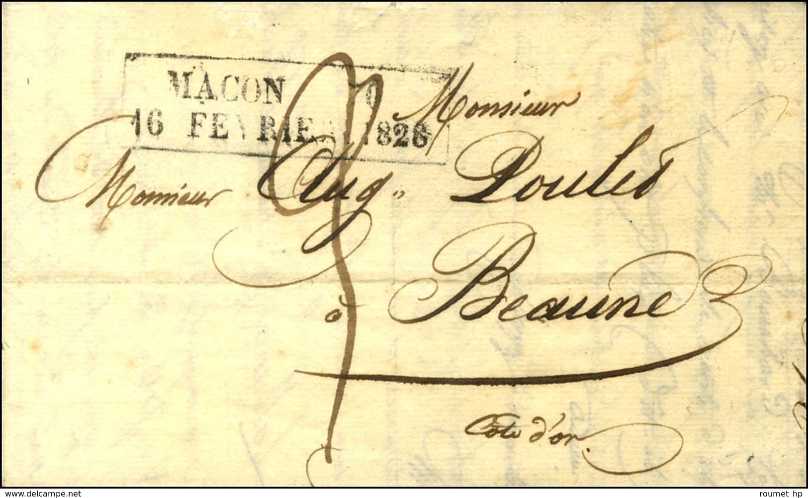 Cachet D'essai Encadré De Février 28 : MACON 70 / 16 FEVRIER 1828. - TB / SUP. - R. - Other & Unclassified