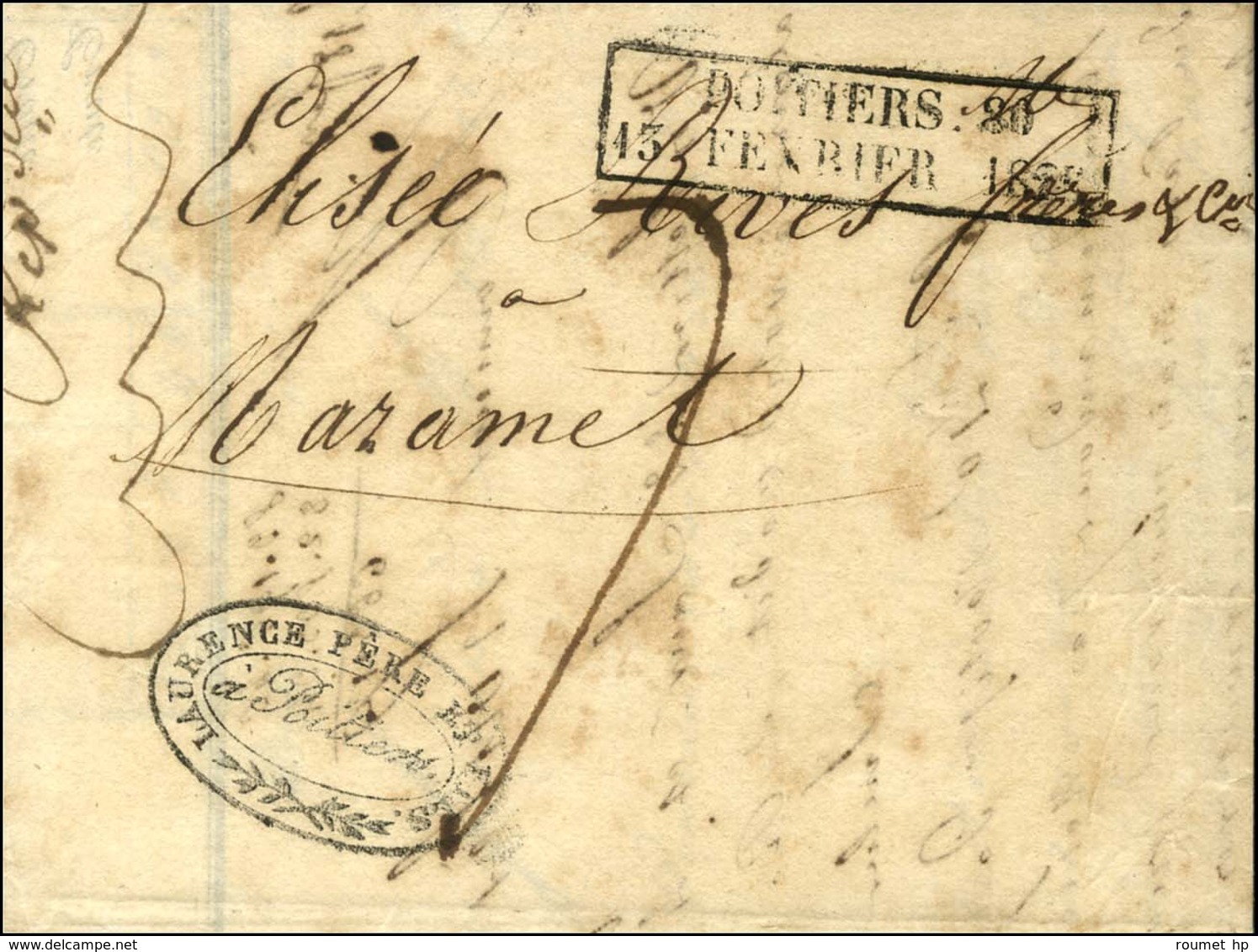 Cachet D'essai Encadré De Février 28 : POITIERS 80 / 15 FEVRIER 1828. - SUP. - R. - Other & Unclassified