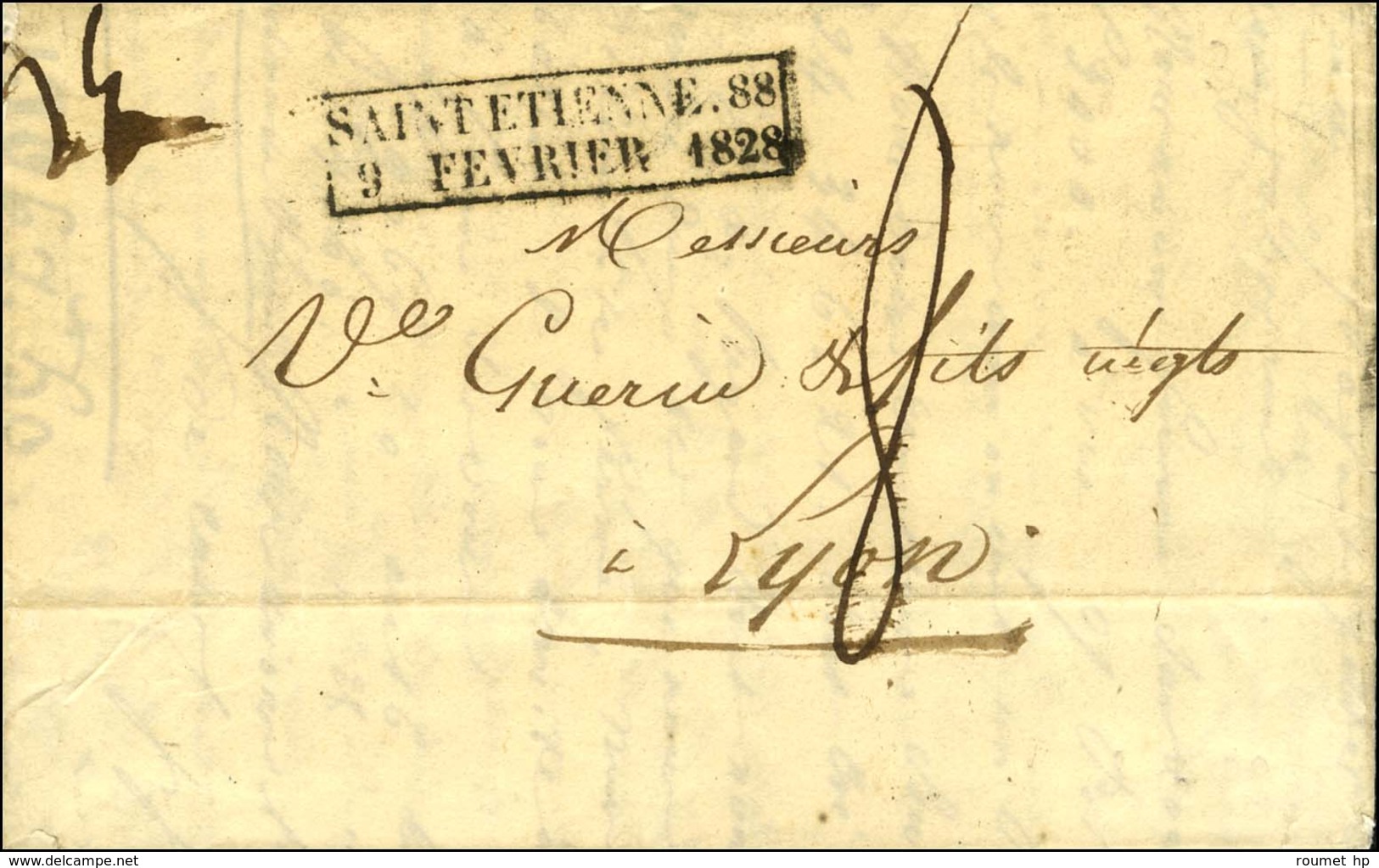 Cachet D'essai Encadré De Février 28 : SAINT ETIENNE 88 / 9 FEVRIER 1828. - SUP. - R. - Other & Unclassified