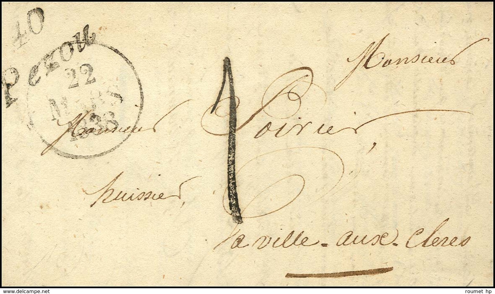 40 / Pezou + Taxe Tampon 1 (FL) Dateur A. 1838. - TB. - Other & Unclassified