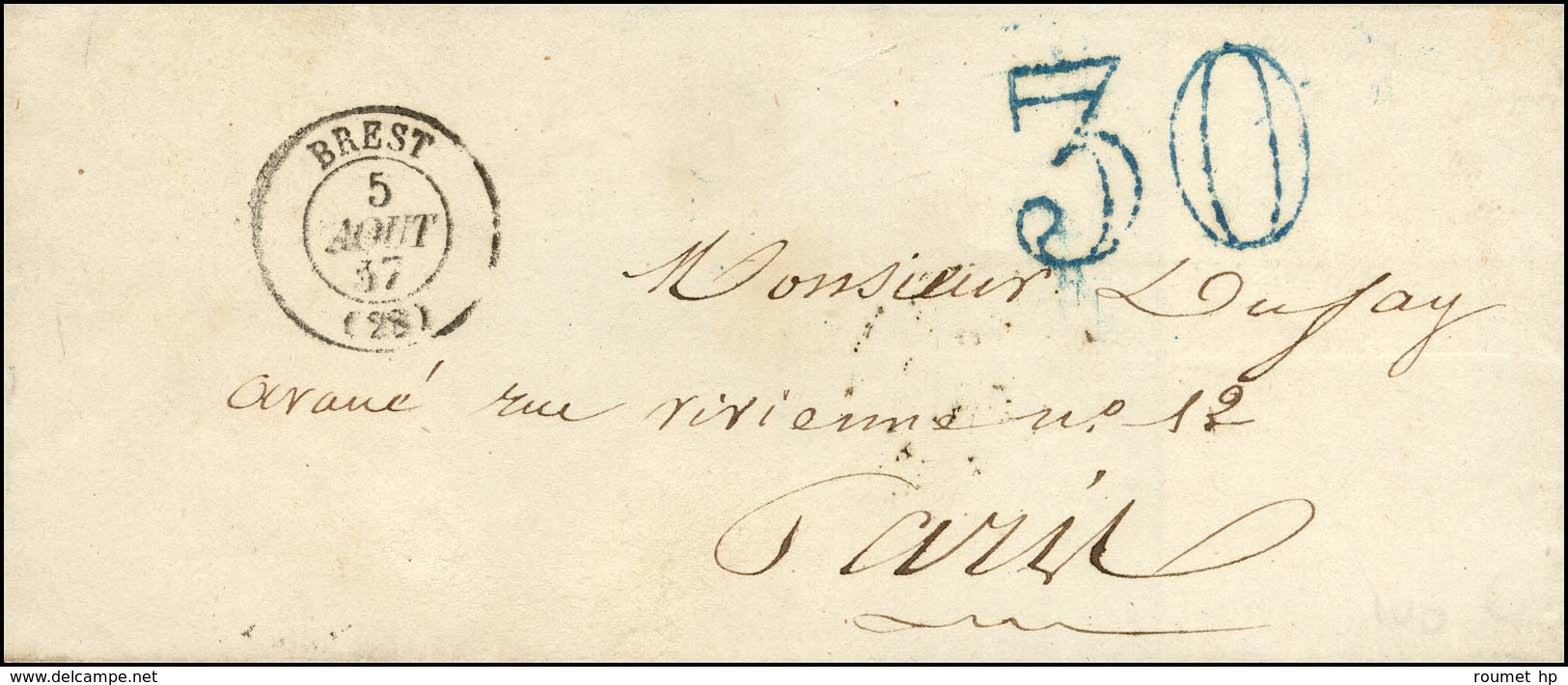Càd T 15 GIVET (7) + Taxe 30 DT (B)  Et Griffe Encadrée APRÈS / LE / DÉPART. 1857. - TB. - Other & Unclassified