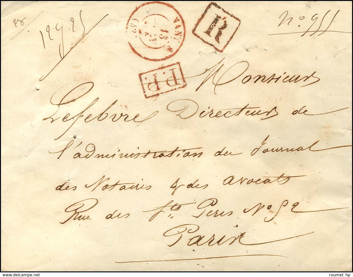 Càd T 15 Rouge NANTES (42) + P.P. (R) Sur Lettre 2 Ports Recommandée Pour Paris. 1854. - TB. - Otros & Sin Clasificación