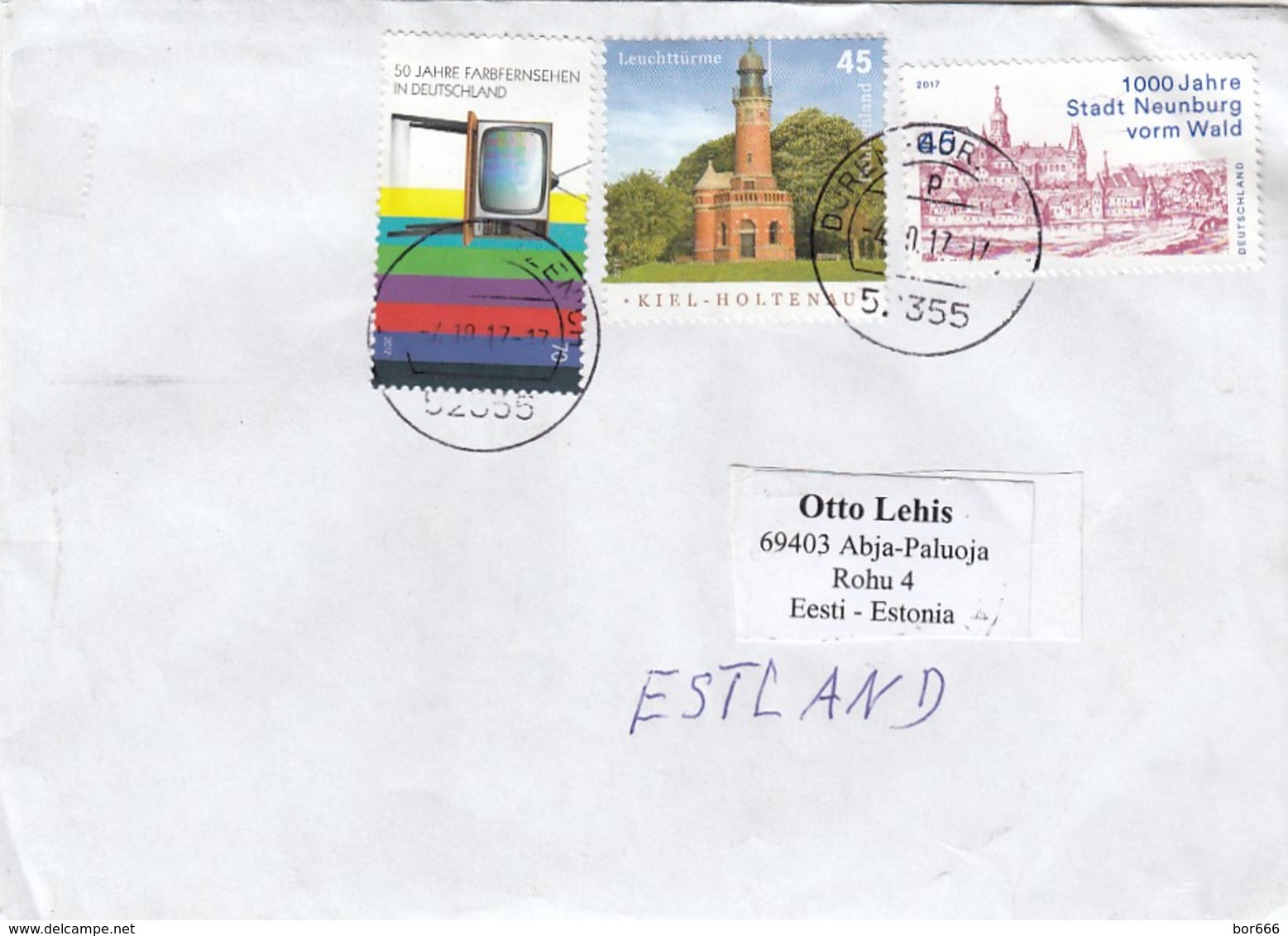 GOOD GERMANY Postal Cover To ESTONIA 2017 - Good Stamped: Lighthouse ; Neunburg ; Tv - Covers & Documents