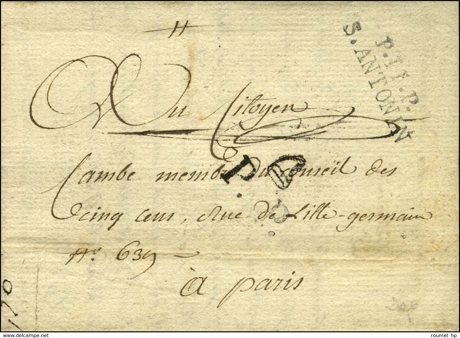 P.11.P. / S.ANTONIN Sur Lettre Pour Paris. A L'arrivée P.P. BONNET PHRYGIEN. An 8. - SUP. - Other & Unclassified