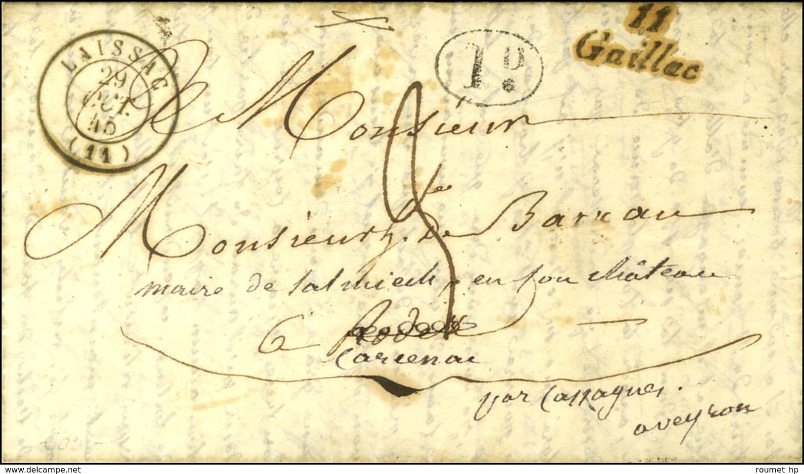 11 / Gaillac Càd T 15 LAISSAC (11). 1845 (durée De Janvier à Décembre 1845). - SUP. - R. - Other & Unclassified