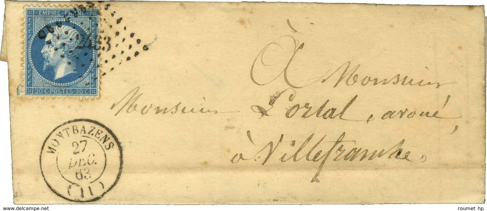 PC Du GC 2433 / N° 22 Càd T 15 MONTBAZENS (11). 1863. - TB / SUP. - Other & Unclassified