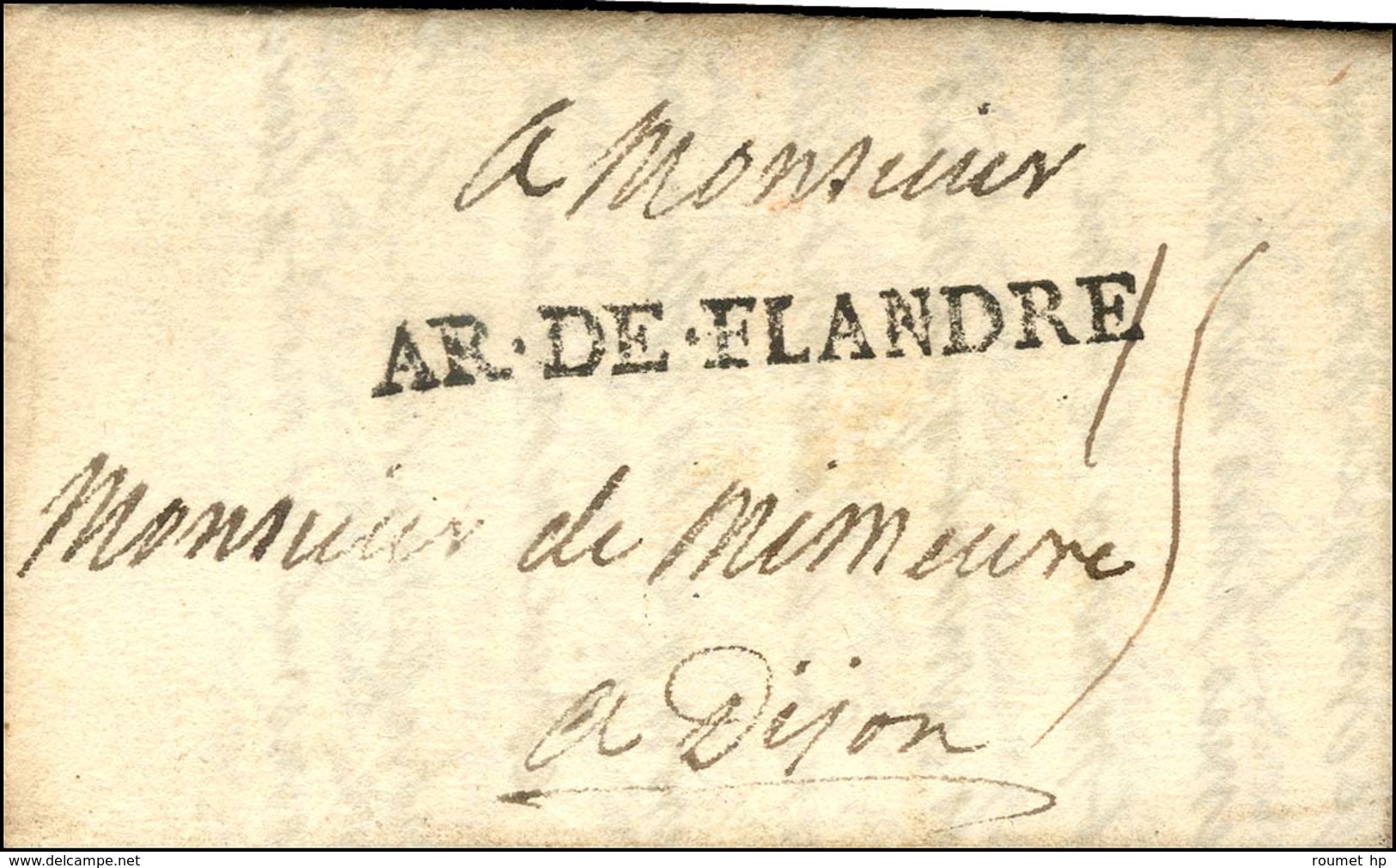 AR.DE.FLANDRE Sur Lettre Avec Texte Daté Au Camp De Gossencourt Le 22 Mai 1706. Exceptionnelle Frappe. - SUP. - RR. - Sellos De La Armada (antes De 1900)