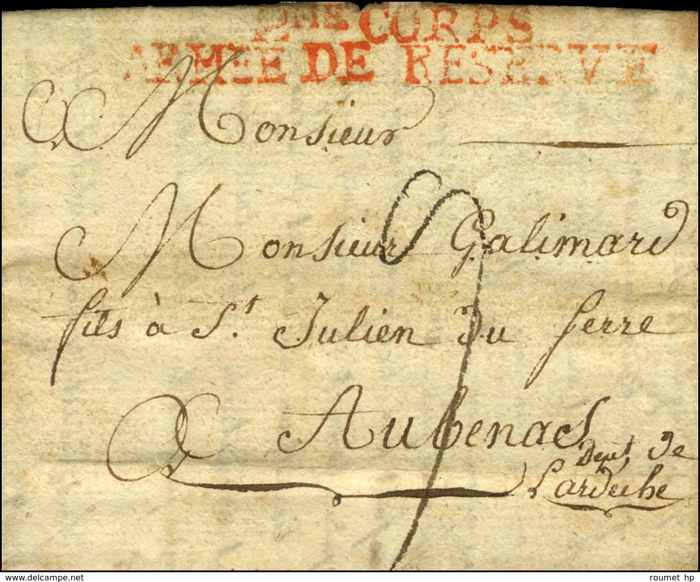 2me CORPS / ARMEE DE RESERVE Rouge Sur Lettre Avec Très Bon Texte Daté De Heinstadt Le 17 Mai 1806, Relatant Les Mouveme - Sellos De La Armada (antes De 1900)