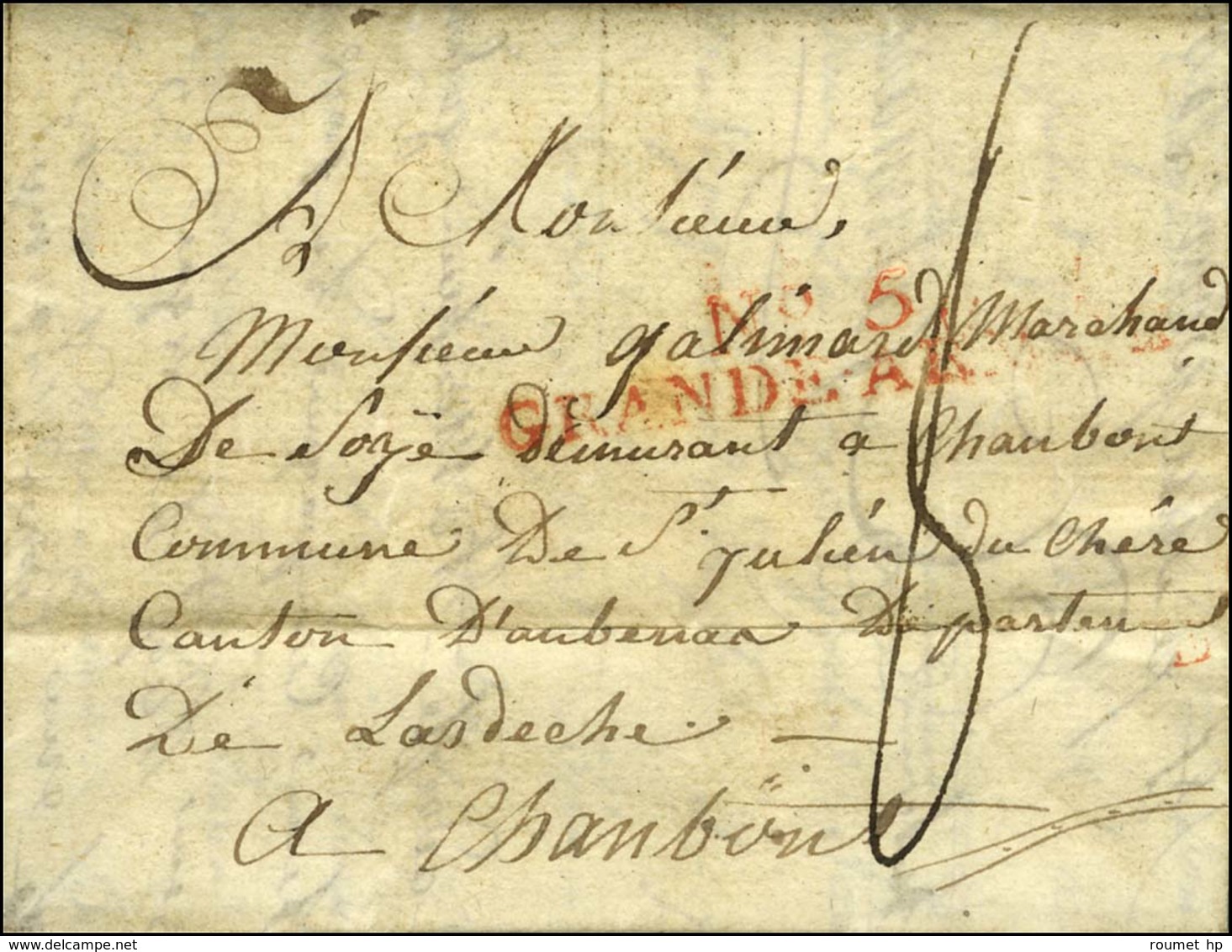 N° 5 / GRANDE ARMEE Rouge Sur Lettre Avec Texte Daté De Passau Le 27 Avril 1806. - TB. - Army Postmarks (before 1900)