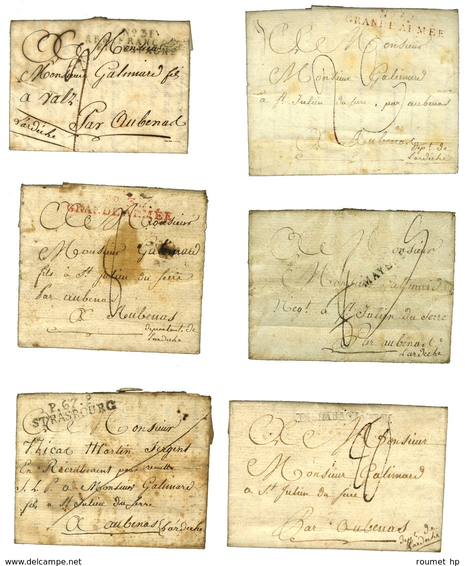 Lot De 6 Lettres De Militaires Dont 2 Marques Postales De La Grande Armée (1806 à 1812). - B / TB. - Army Postmarks (before 1900)