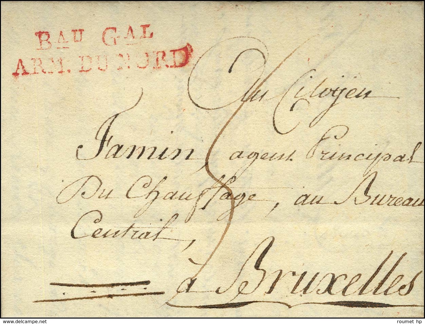 BAU GAL / ARM. DU NORD (rouge) Sur Lettre Avec Très Bel En-tête Illustré Datée De Breda An 3. - SUP. - R. - Army Postmarks (before 1900)