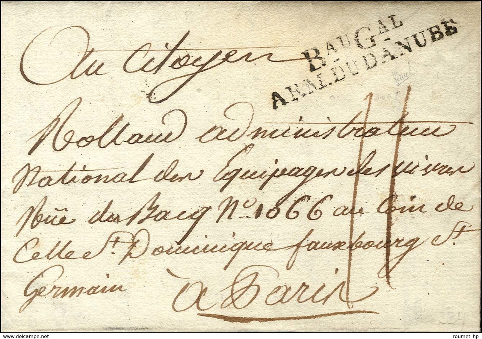 Bau Gal / ARM. DU DANUBE Sur Lettre Avec Texte Daté De '' Bâsle ''. An 8. - SUP. - R. - Army Postmarks (before 1900)