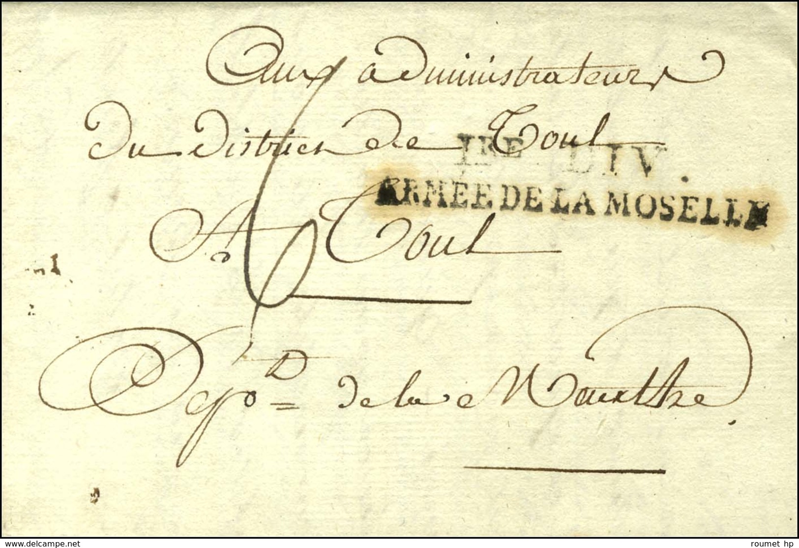 1re DIV / ARMEE DE LA MOSELLE Sur Lettre Avec Texte Daté De Trèves An 3. - SUP. - R. - Army Postmarks (before 1900)