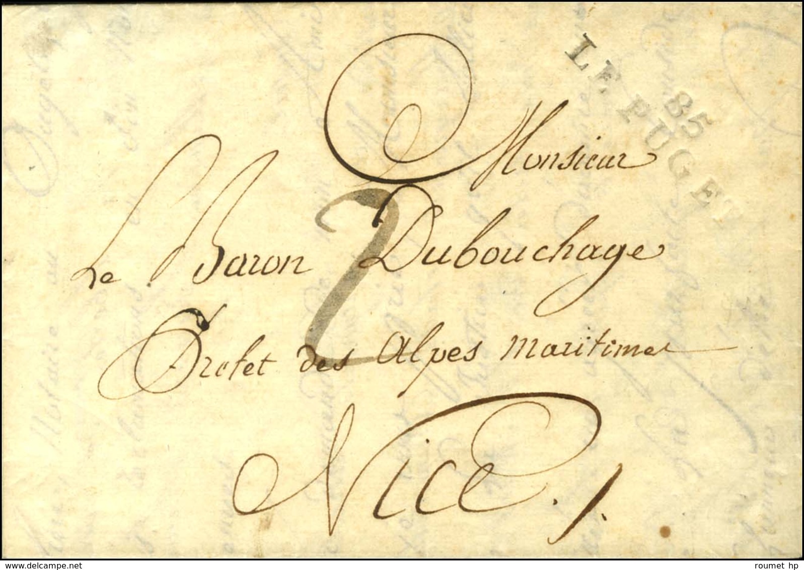 85 / LE PUGET Sur Lettre Avec Texte Daté Le 29 Octobre 1813 Pour Nice. - TB. - R. - 1792-1815: Conquered Departments