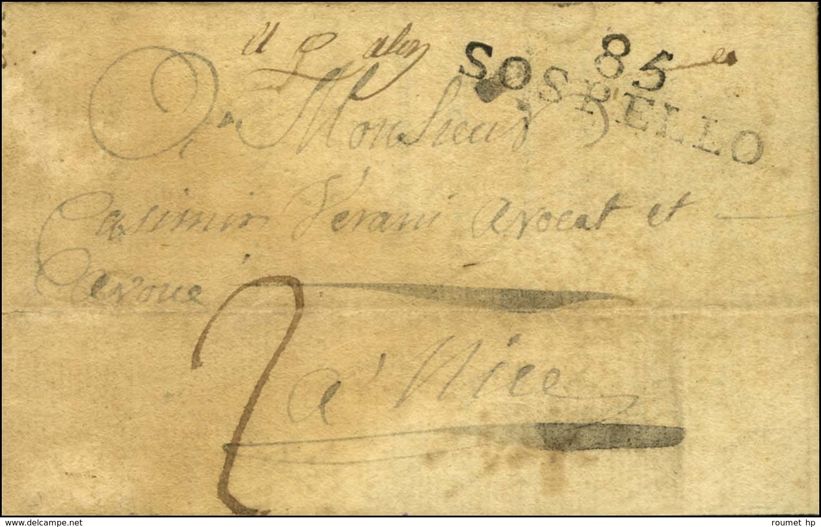 85 / SOSPELLO Sur Lettre Avec Texte Daté Du 29 Août 1811 Pour Nice. - TB / SUP. - 1792-1815: Veroverde Departementen