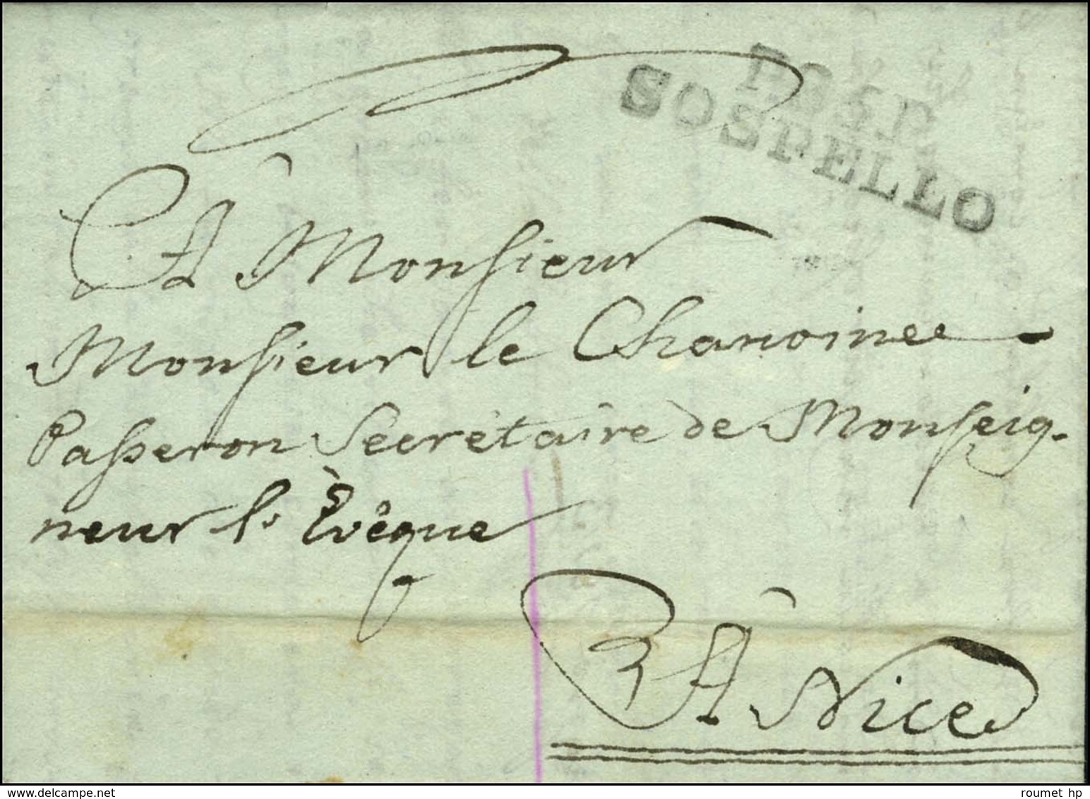 P. 85. P. / SOSPELLO Sur Lettre Avec Texte Daté Du 14 Juin 1813 Pour Nice. - TB / SUP. - R. - 1792-1815: Conquered Departments