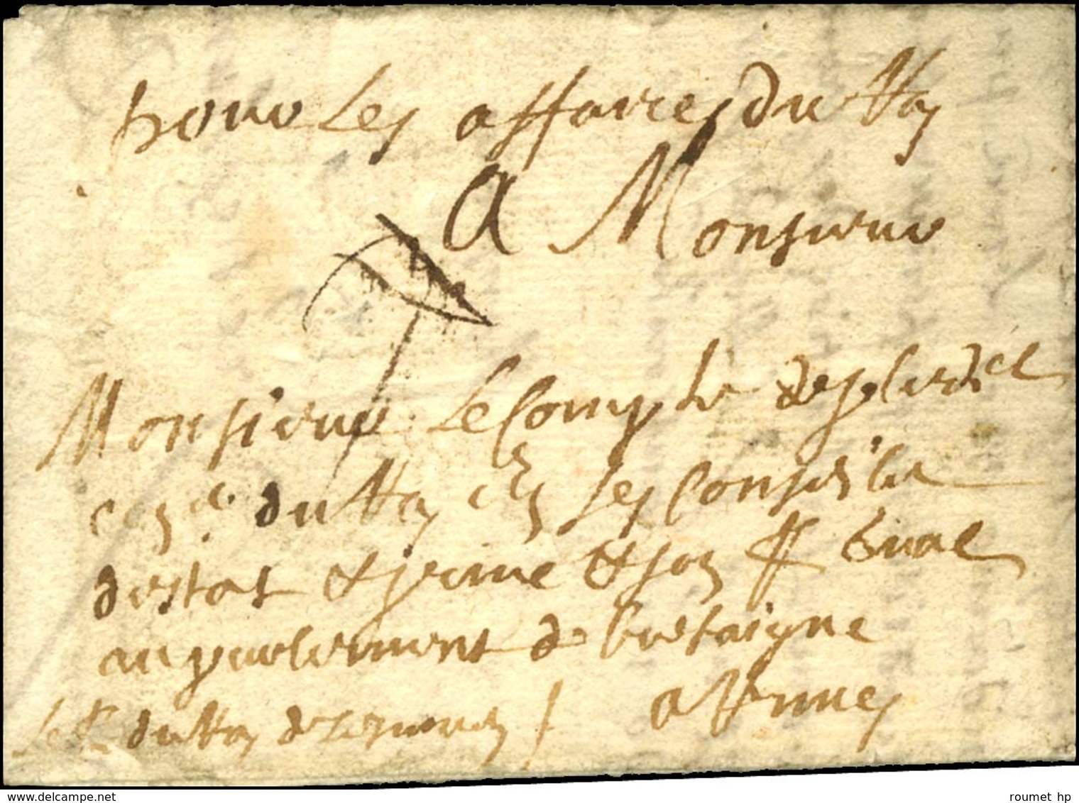 '' Pour Les Affaires Du Roy '' Sur Lettre Avec Texte Daté 1675. - TB. - R. - Civil Frank Covers
