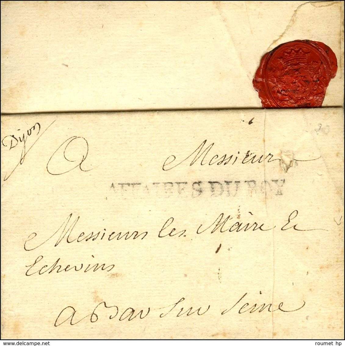 AFFAIRES DU ROY Sur Lettre En Franchise Et Texte Daté De Dijon 1744. - TB. - RR. - Civil Frank Covers