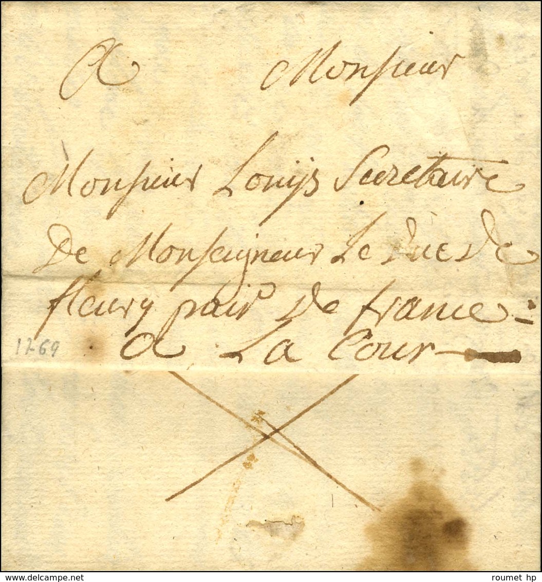 '' à La Cour '' Sur Lettre Datée De St Geniès 1769, Au Verso Croix à La Plume Confirmant La Franchise. - TB. - R. - Frankobriefe