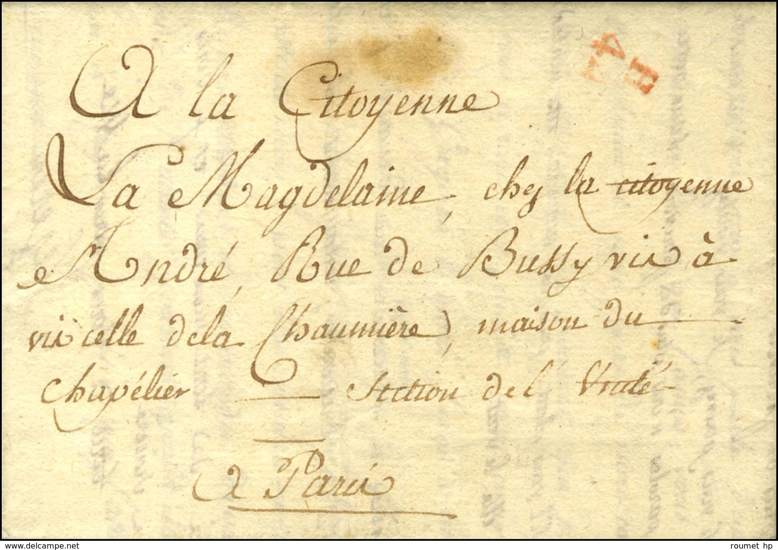 Lettre Avec Long Et Bon Texte Daté De Ste Pélagie Le 3 Nivôse An 2 Acheminée Par La Petite Poste. - TB / SUP. - R. - Civil Frank Covers