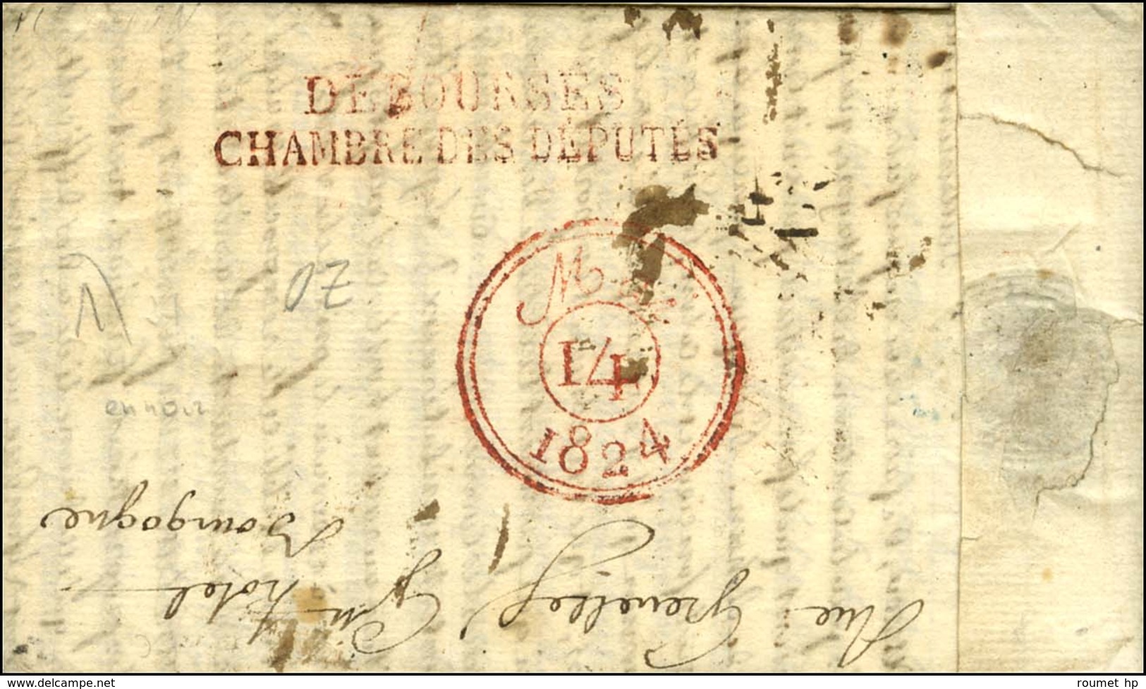 21 / LANNION Sur Lettre Pour La Chambre Des Députés, Au Verso DEBOURSES / CHAMBRE DES DEPUTES (S N° 3953). 1824. - TB /  - Civil Frank Covers