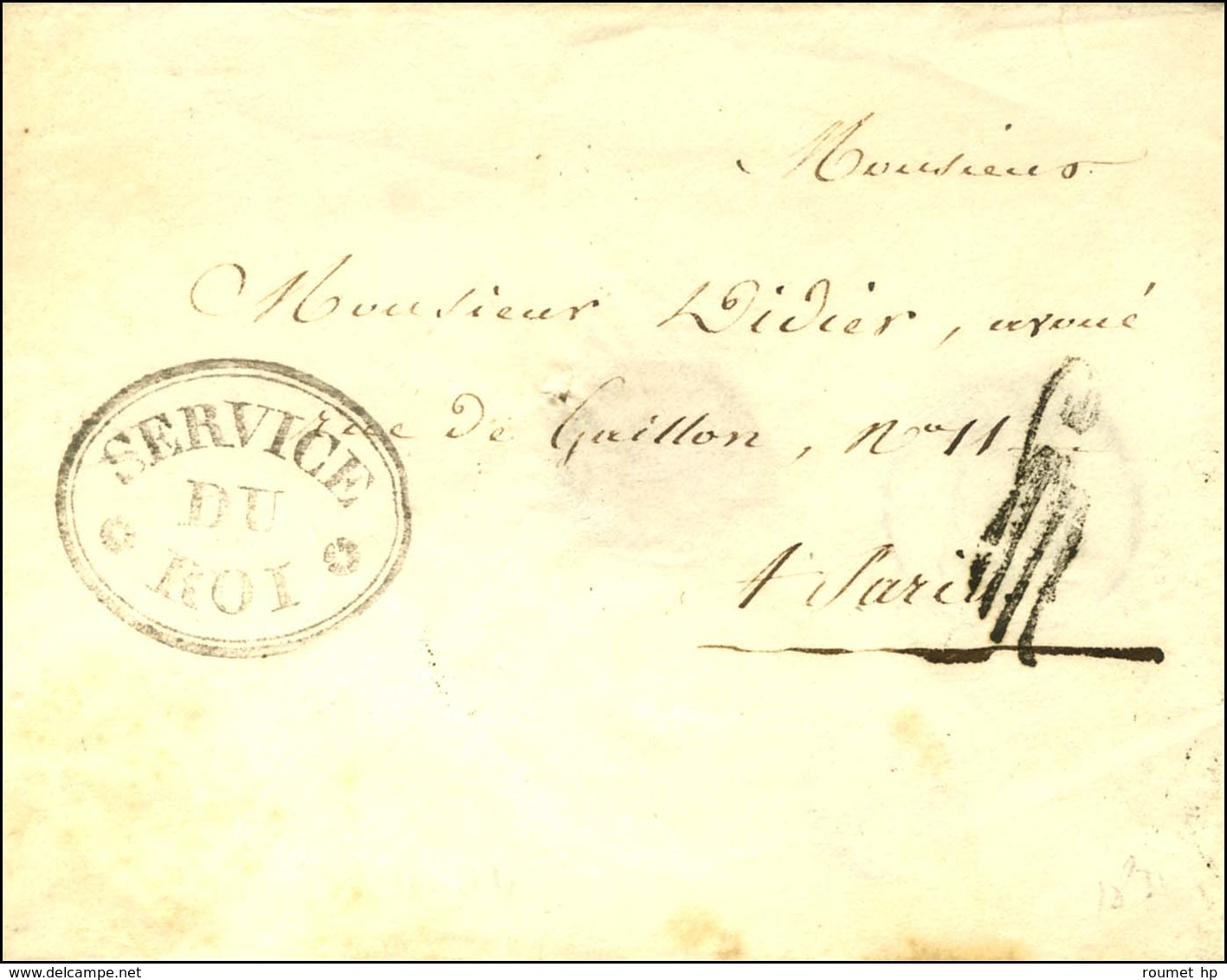 SERVICE / DU / ROI (S. N° 4680) Sur Enveloppe En Franchise Locale. 1831. - TB / SUP. - Cartas Civiles En Franquicia