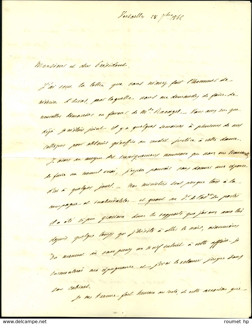 Cachet Encadré Bleu AIDE DE CAMP / DU / PRINCE ROYAL (S. N° 4604) Au Verso D'une Enveloppe Avec Texte Daté De Versailles - Civil Frank Covers