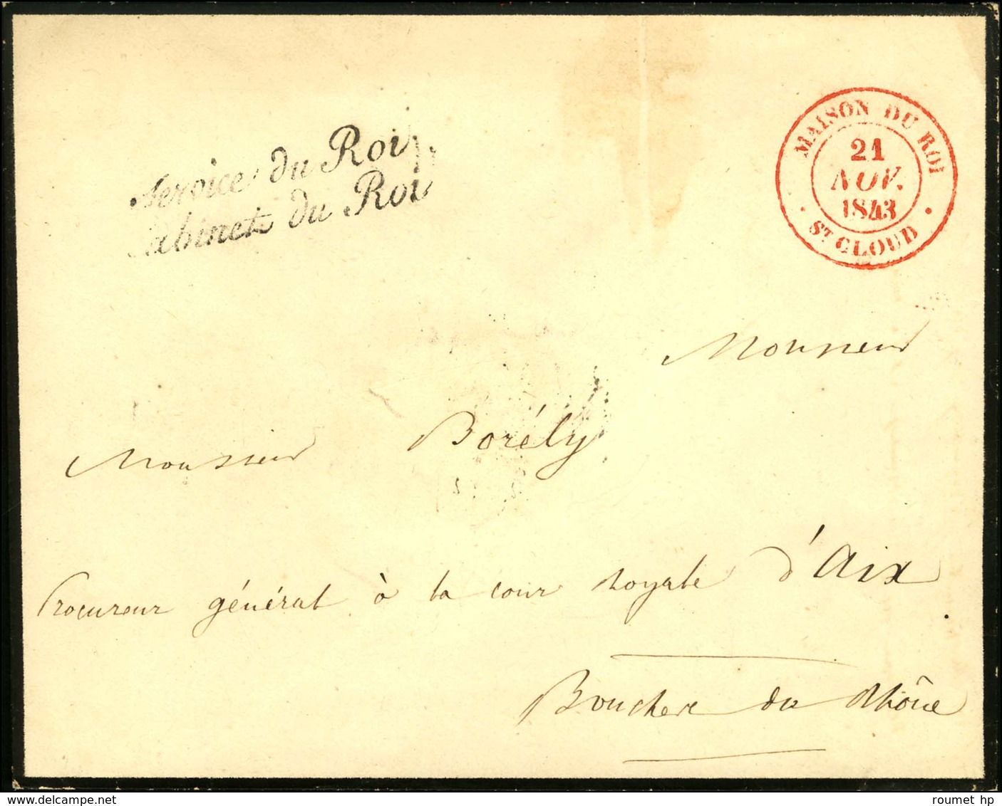 ' Service Du Roi / Cabinet Du Roi ' (S N° 4523) + Càd Rouge MAISON DU ROI / ST CLOUD  (S N° 4520b) Sur Lettre En Franchi - Cartas Civiles En Franquicia