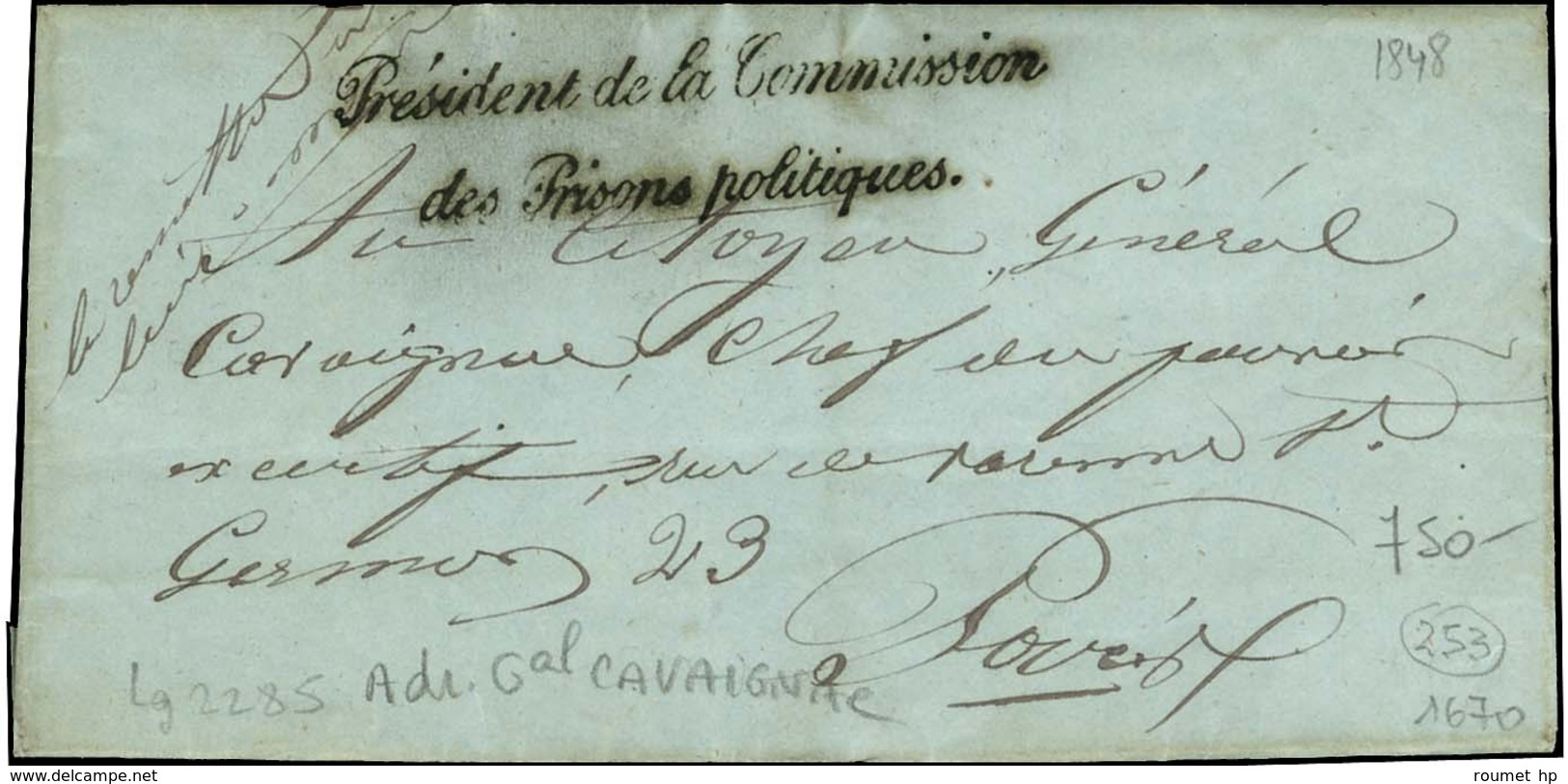 Griffe ' Président De La Commission / Des Prisons Politiques ' Sur Lettre Avec Texte D'un Prisonnier Adressée En Franchi - Civil Frank Covers