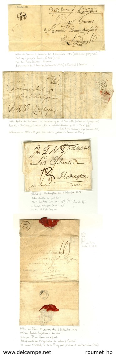 Lot De 4 Lettres De France Vers La Grande Bretagne Entre 1735 Et 1773. - TB. - Other & Unclassified
