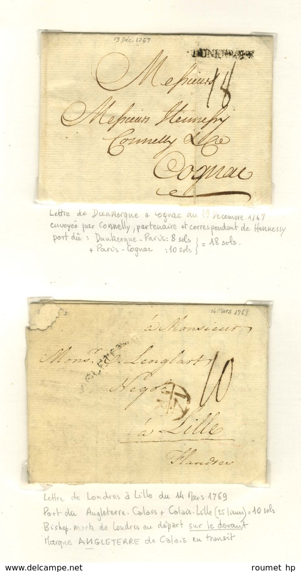 Lot De 11 Lettres De Grande Bretagne Vers La France, Ostende Et Genève Entre 1733 Et 1774. - TB. - Other & Unclassified