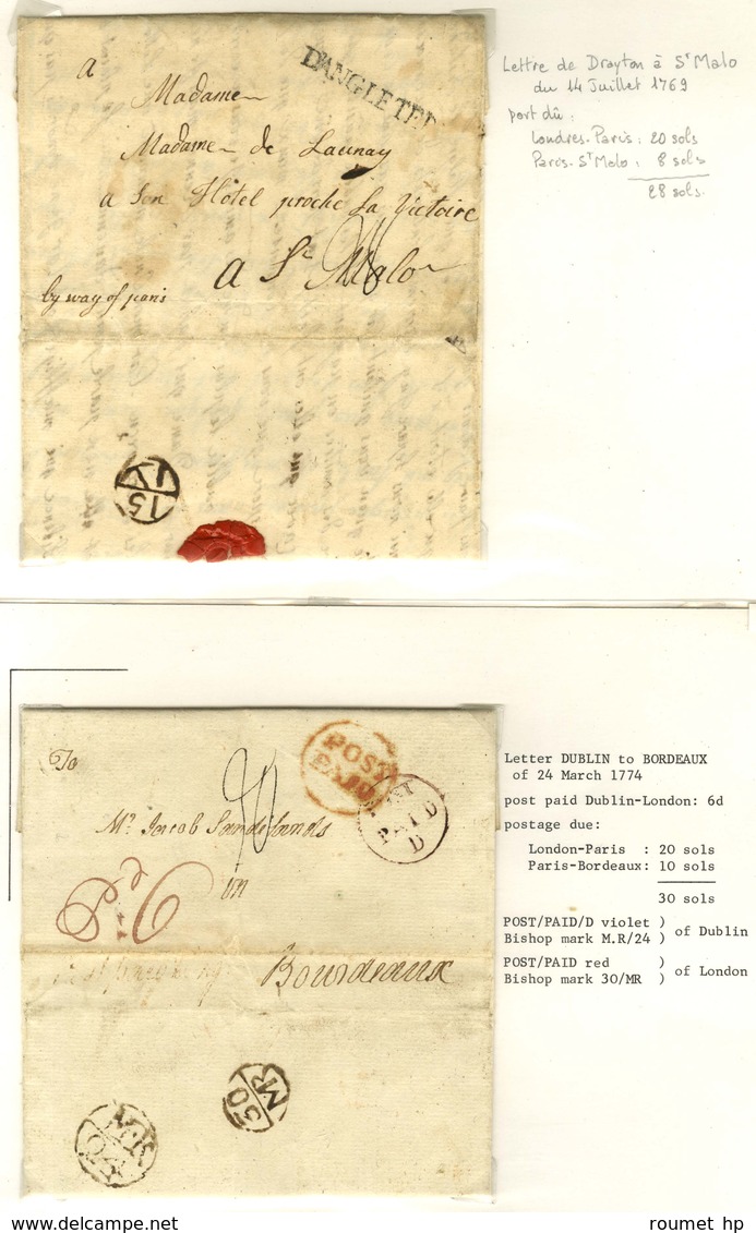 Lot De 11 Lettres De Grande Bretagne Vers La France, Ostende Et Genève Entre 1733 Et 1774. - TB. - Other & Unclassified