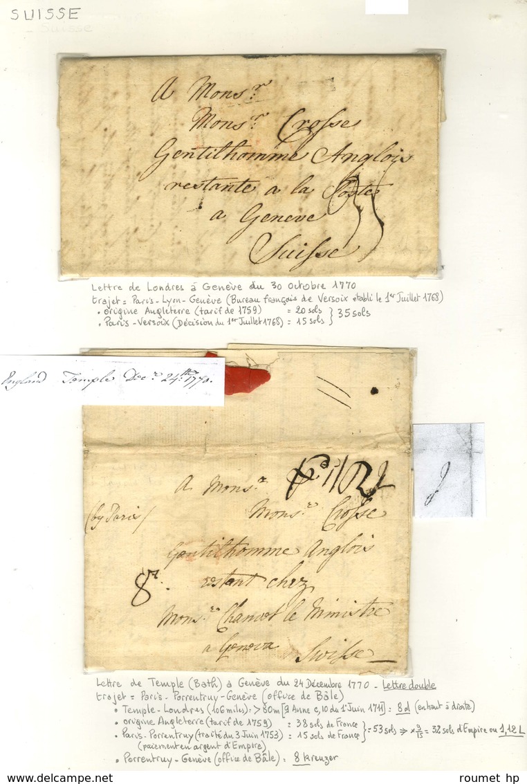 Lot De 11 Lettres De Grande Bretagne Vers La France, Ostende Et Genève Entre 1733 Et 1774. - TB. - Other & Unclassified