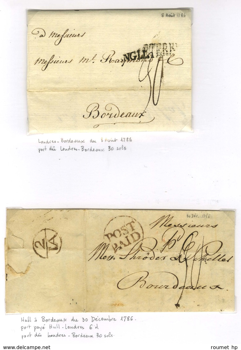 Lot De 11 Lettres De Grande Bretagne Vers La France Entre 1784 Et 1788 (convention Franco Anglaise Du 4 Août 1784). - TB - Other & Unclassified