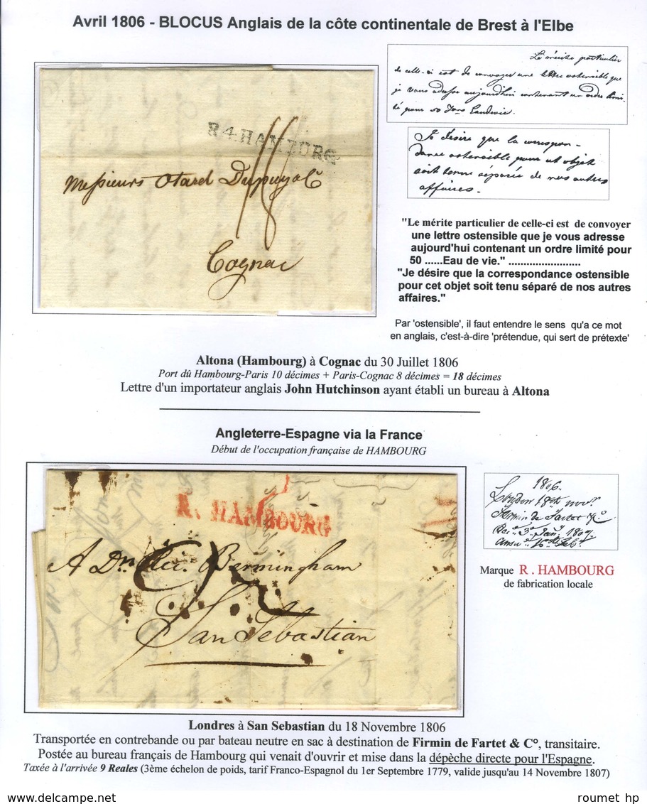 Lot de 14 lettres entre la France et l'Angleterre durant la paix d'Amiens. - TB.