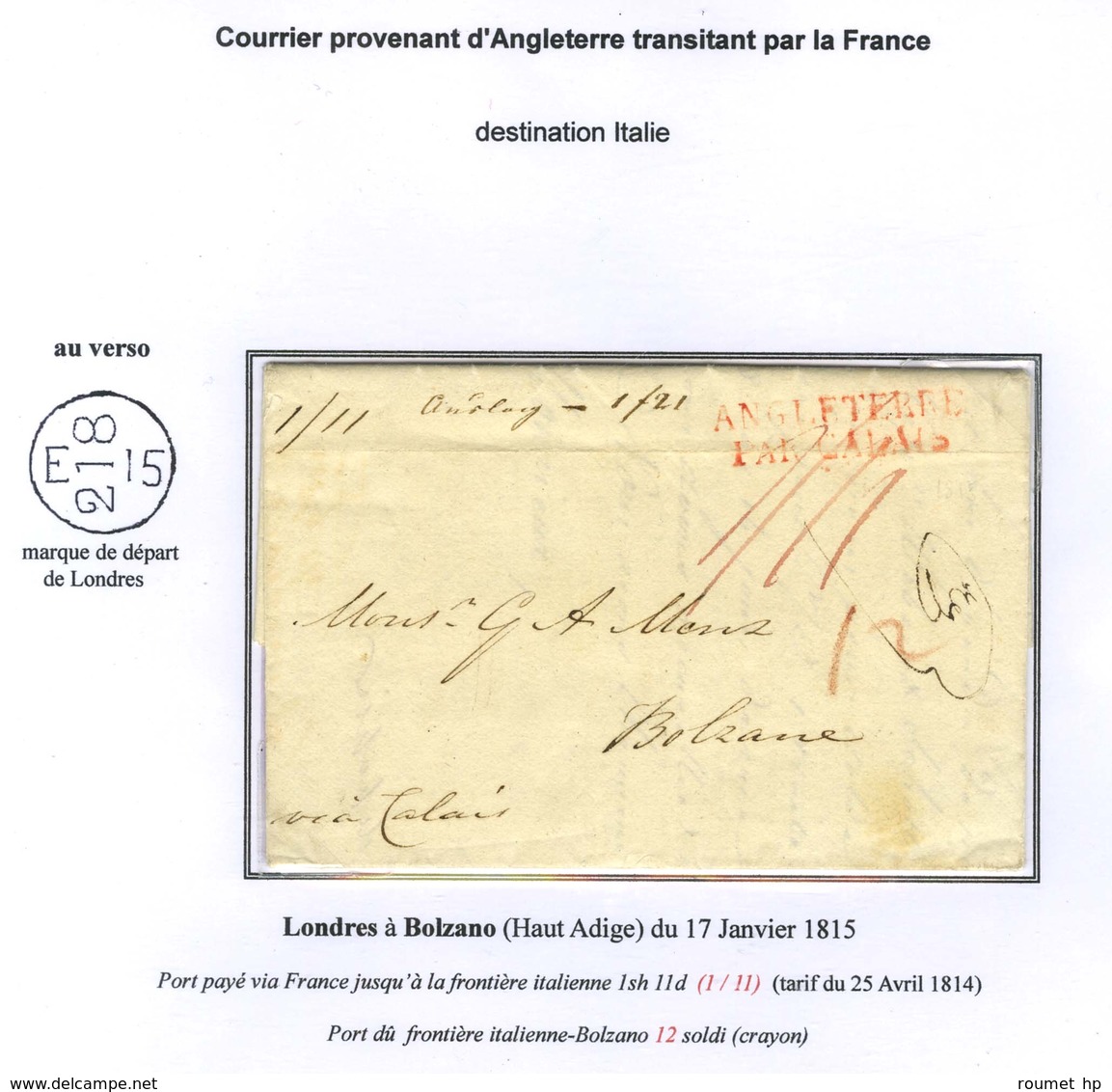 Lot De 8 Lettres Entre La France Et La Grande Bretagne Dans La Période De La 1ère Restauration Et Les 100 Jours. - TB. - Other & Unclassified