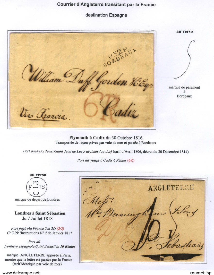 Lot De 10 Lettres Entre La France Et La Grande Bretagne Pendant La 2nde Restauration. - TB. - Other & Unclassified