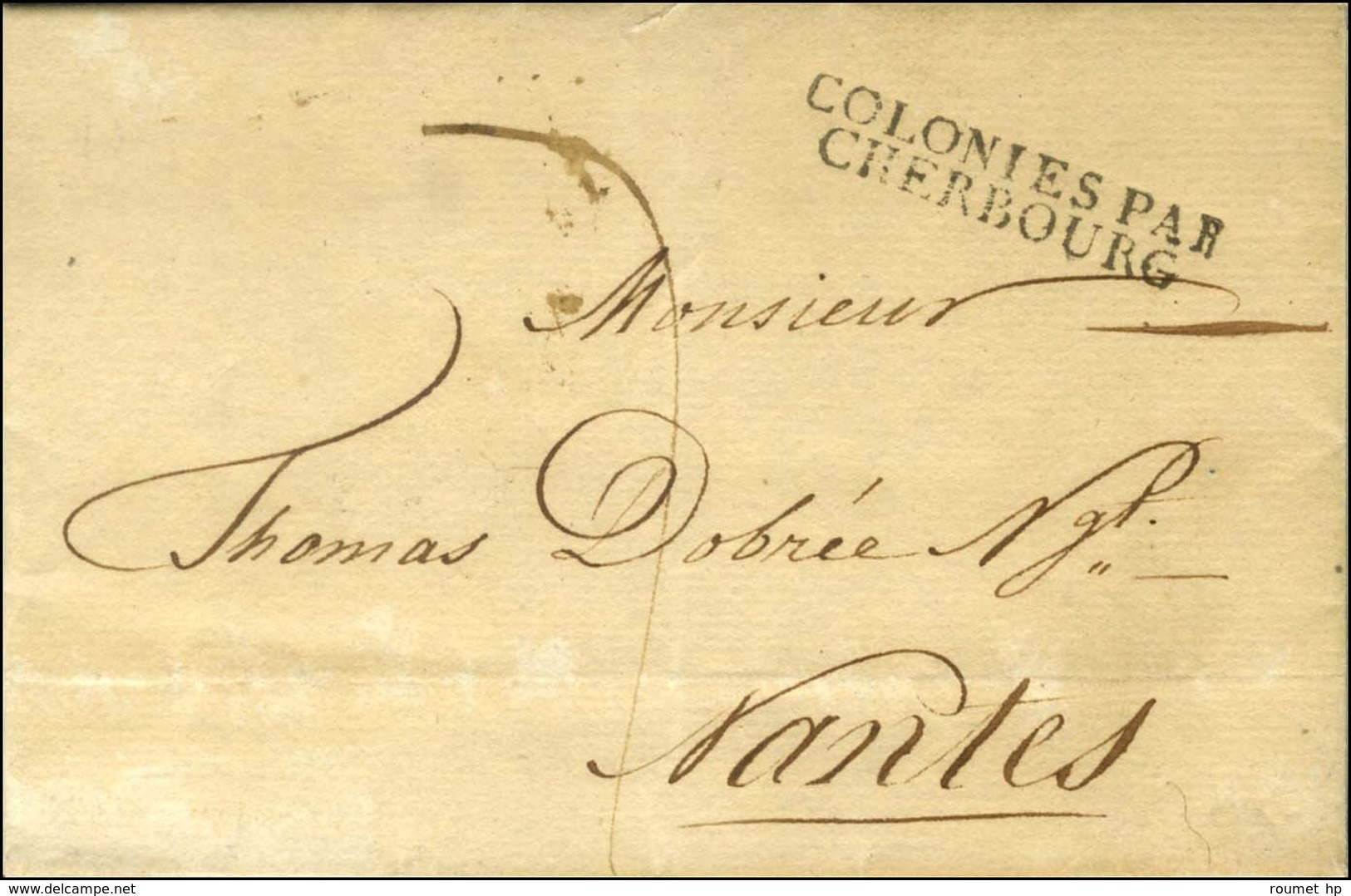 Lettre Avec Texte Daté De Auregny (Alderney) Le 24 Mars 1819 Pour Nantes. Au Recto, Marque Postale D'entrée COLONIES PAR - Other & Unclassified