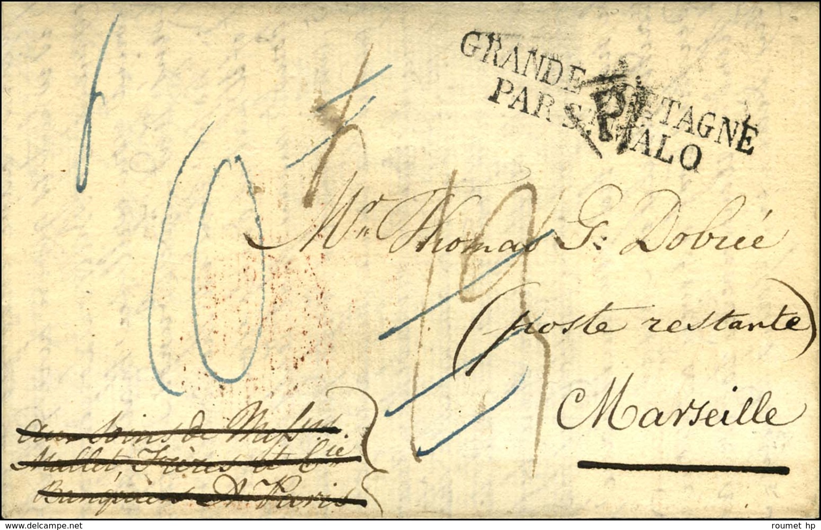 Lettre Avec Texte Daté De Guernesey Le 17 Avril 1826 Pour Marseille. Marque Postale D'entrée GRANDE BRETAGNE / PAR ST MA - Other & Unclassified