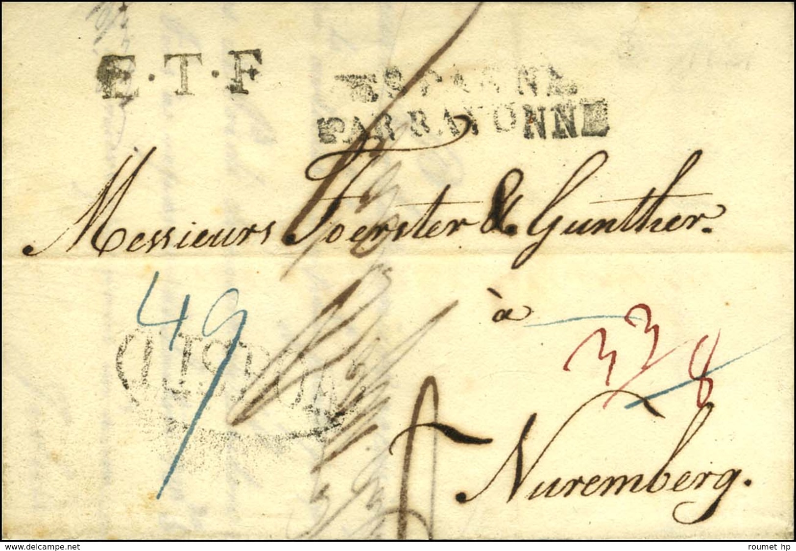 Marque Postale LISBOA Sur Lettre Avec Texte Daté De Lisbonne Le 26 Mai 1821 Adressée à Nuremberg. Marque D'entrée ESPAGN - Other & Unclassified