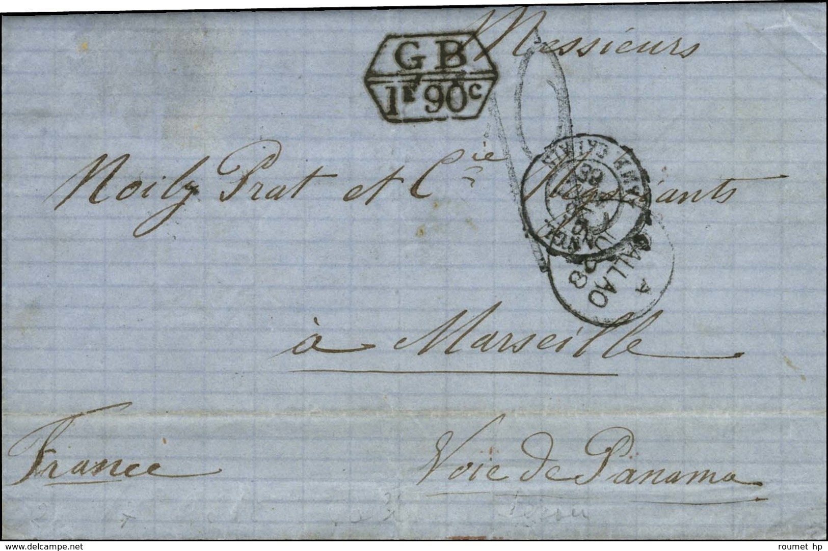 Lettre Avec Texte Daté De Callao Le 24 Juillet 1868 Pour Marseille. Au Recto, Marque D'échange GB / 1F90. - TB / SUP. - Other & Unclassified