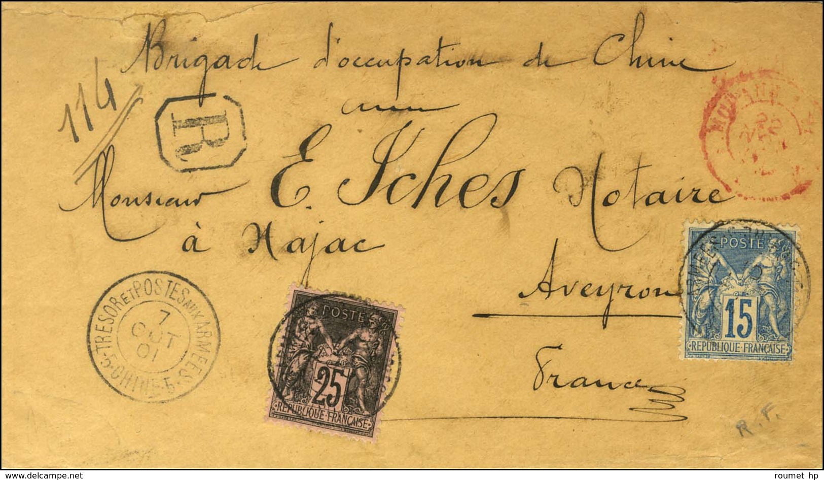 Càd 5 TRESOR Et POSTES AUX ARMEES 5 / CHINE 7 OCT. 01 / N° 90 + 97 (localisé à TIEN-TSIN, Lettres Connues Du 10 Octobre  - Other & Unclassified