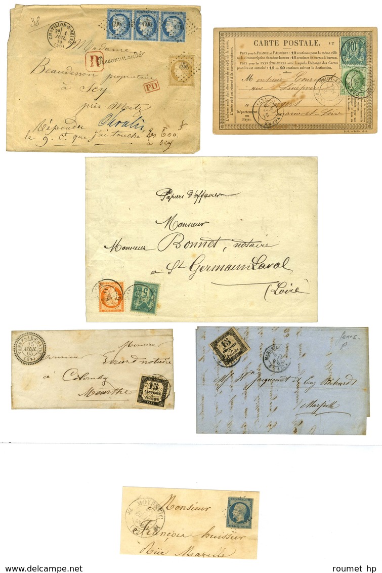 Lot De 15 Lettres + 1 Fragment De 1849 à 1877. - TB. - Collections